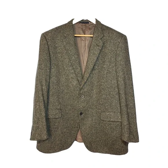 Bespoke Luca diMarco Tweed Olive Green Cashmere Blazer Cloth Ermengildo Zenga 46 - Picture 1 of 14